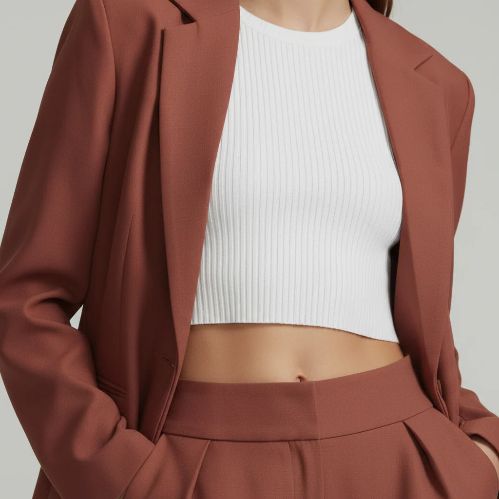 Elise – Tweedelig Damespak Met Rechte Broek En Blazer