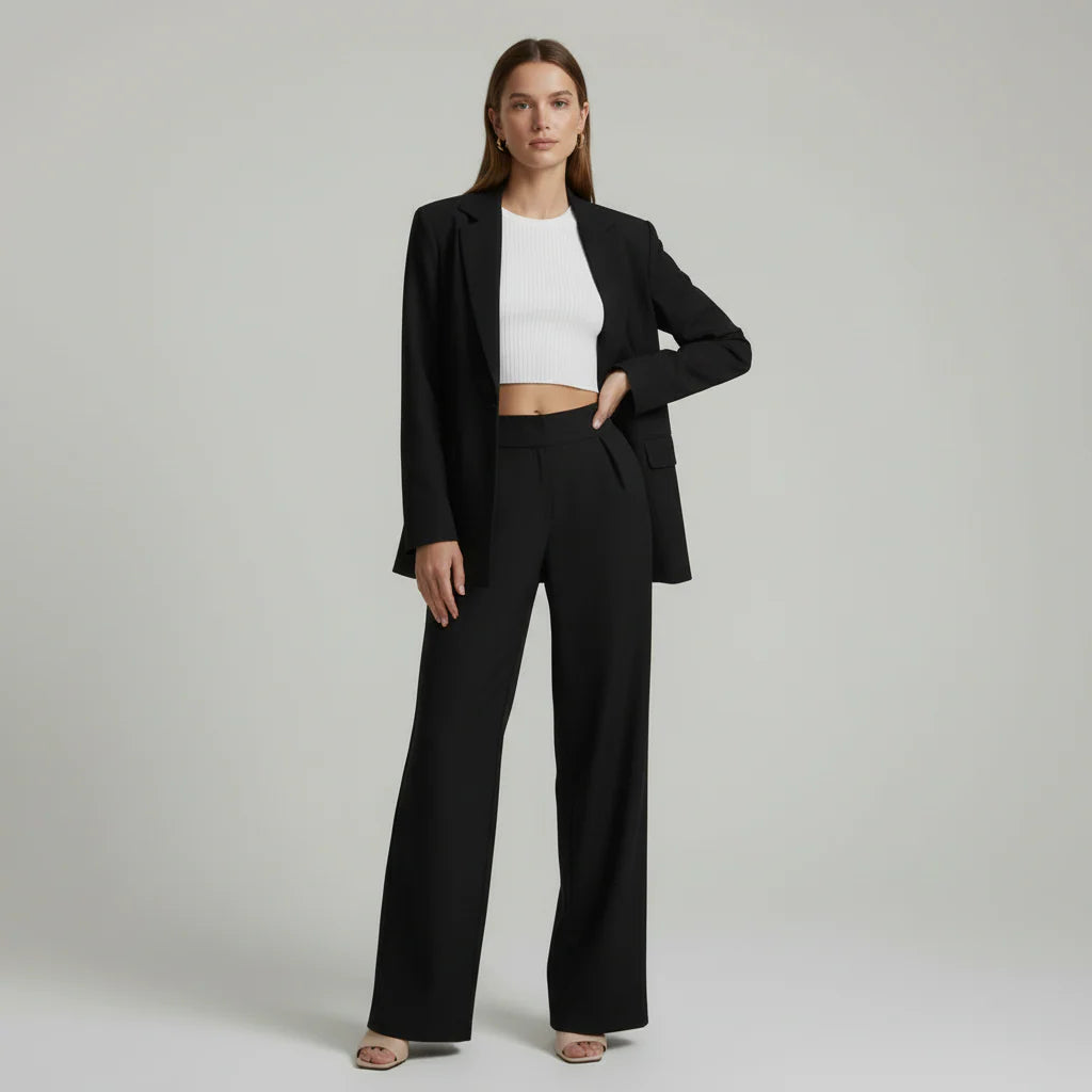 Elise – Tweedelig Damespak Met Rechte Broek En Blazer