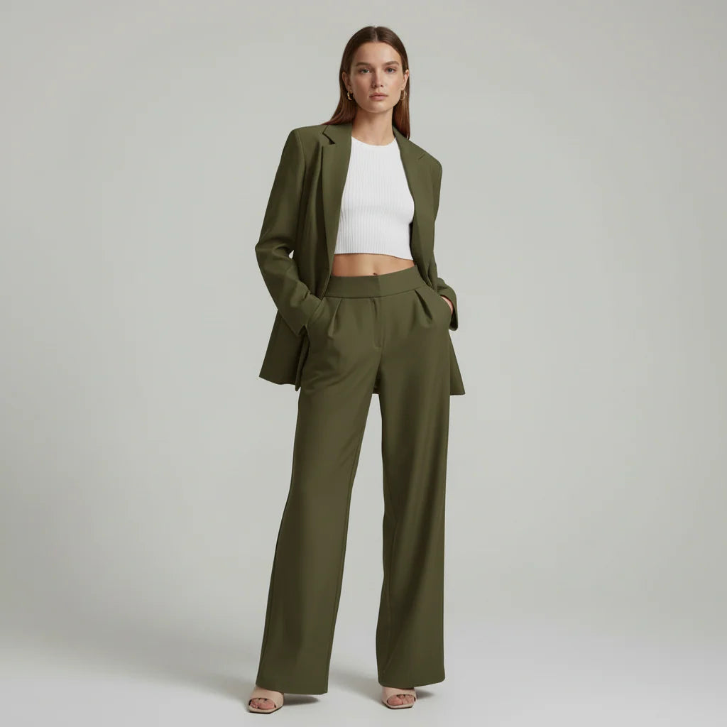 Elise – Tweedelig Damespak Met Rechte Broek En Blazer